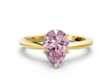 Yellow gold Fancy Pink Pear Cut Diamond Solitaire Ring with Six-Prong Setting and Classic Band_285