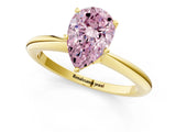 Yellow gold Fancy Pink Pear Cut Diamond Solitaire Ring with Six-Prong Setting and Classic Band_286