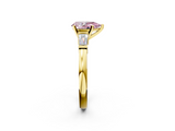 Yellow gold Fancy Pink Pear  Cut Diamond Solitaire Ring with Tapered Baguette Accents and Four-Prong Setting_61