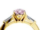 Yellow gold Fancy Pink Pear  Cut Diamond Solitaire Ring with Tapered Baguette Accents and Four-Prong Setting_63