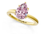 Yellow gold Fancy Pink Pear Cut Diamond Solitaire Ring with Thin Band and Prong Setting_13