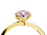 Yellow gold Fancy Pink Pear Cut Diamond Solitaire Ring with Thin Band and Prong Setting_16
