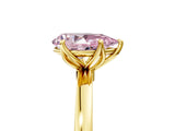 Yellow gold Fancy Pink Pear Cut Diamond Solitaire Ring with Thin Band and Prong Setting_17