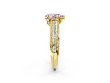 Yellow gold Fancy Pink Pear Cut Diamond Solitaire Ring with Three-Row Pavé Band and Four-Prong Setting_38