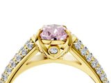 Yellow gold Fancy Pink Pear Cut Diamond Solitaire Ring with Three-Row Pavé Band and Four-Prong Setting_40