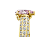Yellow gold Fancy Pink Pear Cut Diamond Solitaire Ring with Three-Row Pavé Band and Four-Prong Setting_41