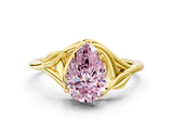 Yellow gold Fancy Pink Pear Cut Diamond Solitaire Ring with Twist Band and Four-Prong Setting_74