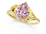 Yellow gold Fancy Pink Pear Cut Diamond Solitaire Ring with Twist Band and Four-Prong Setting_75