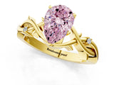 Yellow gold Fancy Pink Pear Cut Diamond Solitaire Ring with Twisted Band and Prong Setting_201