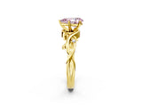 Yellow gold Fancy Pink Pear Cut Diamond Solitaire Ring with Twisted Band and Prong Setting_202