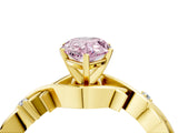 Yellow gold Fancy Pink Pear Cut Diamond Solitaire Ring with Twisted Band and Prong Setting_204