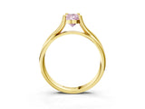 Yellow gold Fancy Pink Pear Cut Diamond Solitaire Twist Band Prong Setting Ring_58
