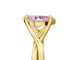 Yellow gold Fancy Pink Pear Cut Diamond Solitaire Twist Band Prong Setting Ring_60
