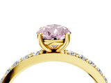 Yellow gold Fancy Pink Pear  Cut Diamond Solitaire with Pave Band and Four-Prong Setting 5