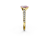 Yellow gold Fancy Pink Pear  Cut Diamond Solitaire with Pave Band and Four-Prong Setting_117