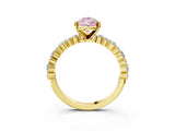 Yellow gold Fancy Pink Pear Cut Diamond Solitaire with Side Stones, Pave Band, Four-Prong Setting_86