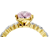Yellow gold Fancy Pink Pear Cut Diamond Solitaire with Side Stones, Pave Band, Four-Prong Setting_87