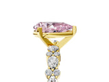 Yellow gold Fancy Pink Pear Cut Diamond Solitaire with Side Stones, Pave Band, Four-Prong Setting_88