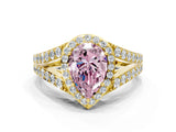 Yellow gold Fancy Pink Pear Cut Diamond Split Shank Halo Ring with Four-Prong Setting_57