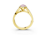 Yellow gold Fancy Pink Pear Cut Diamond Split Shank Halo Ring with Four-Prong Setting_60