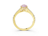 Yellow gold Fancy Pink Pear Cut Diamond Split Shank Pavé Engagement Ring with Four-Prong Setting_63