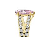 Yellow gold Fancy Pink Pear Cut Diamond Split Shank Pavé Engagement Ring with Four-Prong Setting_65