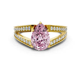 Yellow gold Fancy Pink Pear Cut Diamond Split Shank Ring with Pavé Band and Four-Prong Setting_43