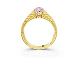 Yellow gold Fancy Pink Pear Cut Diamond Split Shank Ring with Pavé Band and Four-Prong Setting_46