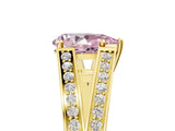 Yellow gold Fancy Pink Pear Cut Diamond Split Shank Ring with Pavé Band and Four-Prong Setting_48