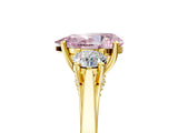 Yellow gold Fancy Pink Pear Cut Diamond Three-Stone Engagement Ring with Prong Setting and Pavé Band_5