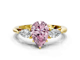 Yellow gold Fancy Pink Pear Cut Diamond Three-Stone Ring with Pear Side Stones and Four-Prong Setting_84
