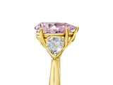 Yellow gold Fancy Pink Pear Cut Diamond Three-Stone Ring with Pear Side Stones and Four-Prong Setting_89