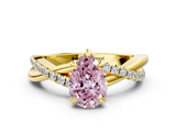 Yellow gold Fancy Pink Pear  Cut Diamond Twist Band Solitaire with Prong Setting_55