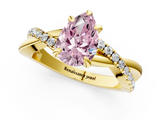 Yellow gold Fancy Pink Pear  Cut Diamond Twist Band Solitaire with Prong Setting_56