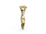 Yellow gold Fancy Pink Pear  Cut Diamond Twist Band Solitaire with Prong Setting_57