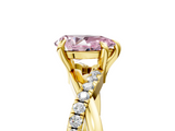 Yellow gold Fancy Pink Pear  Cut Diamond Twist Band Solitaire with Prong Setting_60