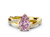 Yellow gold Fancy Pink Pear  Cut Diamond Twisted Band Engagement Ring with Prong Setting_3