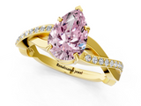 Yellow gold Fancy Pink Pear  Cut Diamond Twisted Band Engagement Ring with Prong Setting_4