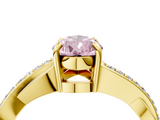 Yellow gold Fancy Pink Pear  Cut Diamond Twisted Band Engagement Ring with Prong Setting_7