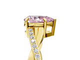 Yellow gold Fancy Pink Pear  Cut Diamond Twisted Band Engagement Ring with Prong Setting_8