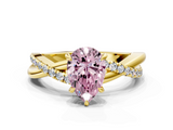 Yellow gold Fancy Pink Pear  Cut Diamond Twisted Band with Pavé Setting and Four-Prong Setting_20