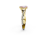 Yellow gold Fancy Pink Pear  Cut Diamond Twisted Band with Pavé Setting and Four-Prong Setting_22