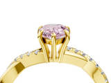 Yellow gold Fancy Pink Pear  Cut Diamond Twisted Band with Pavé Setting and Four-Prong Setting_24