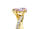 Yellow gold Fancy Pink Pear  Cut Diamond Twisted Band with Pavé Setting and Four-Prong Setting_25
