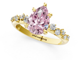 Yellow gold Fancy Pink Pear  Cut Diamond Vine Band with Four-Prong Setting_71