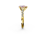 Yellow gold Fancy Pink Pear  Cut Diamond Vine Band with Four-Prong Setting_72