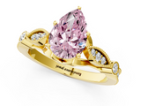 Yellow gold Fancy Pink Pear  Cut Diamond with Milgrain Marquise and Bezel Accents on a Solitaire Band with Prong Setting_197