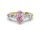 Yellow gold Fancy Pink Pear  Cut Five-Stone Prong Set Diamond Ring with Classic Band_32