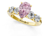 Yellow gold Fancy Pink Pear  Cut Five-Stone Prong Set Diamond Ring with Classic Band_33