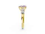 Yellow gold Fancy Pink Pear  Cut Five-Stone Prong Set Diamond Ring with Classic Band_34